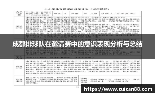 成都排球队在邀请赛中的意识表现分析与总结